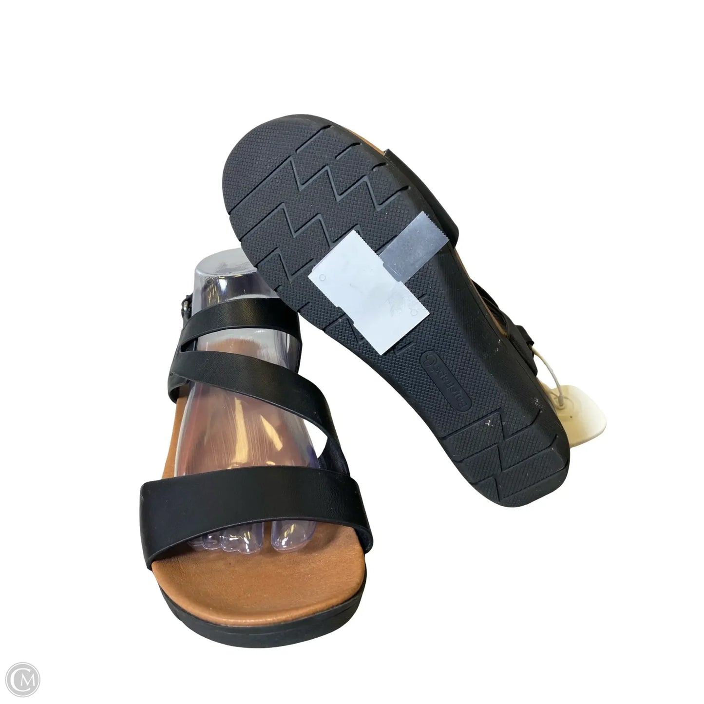 Sandals Heels Wedge By Bare Traps In Black & Tan, Size: 10