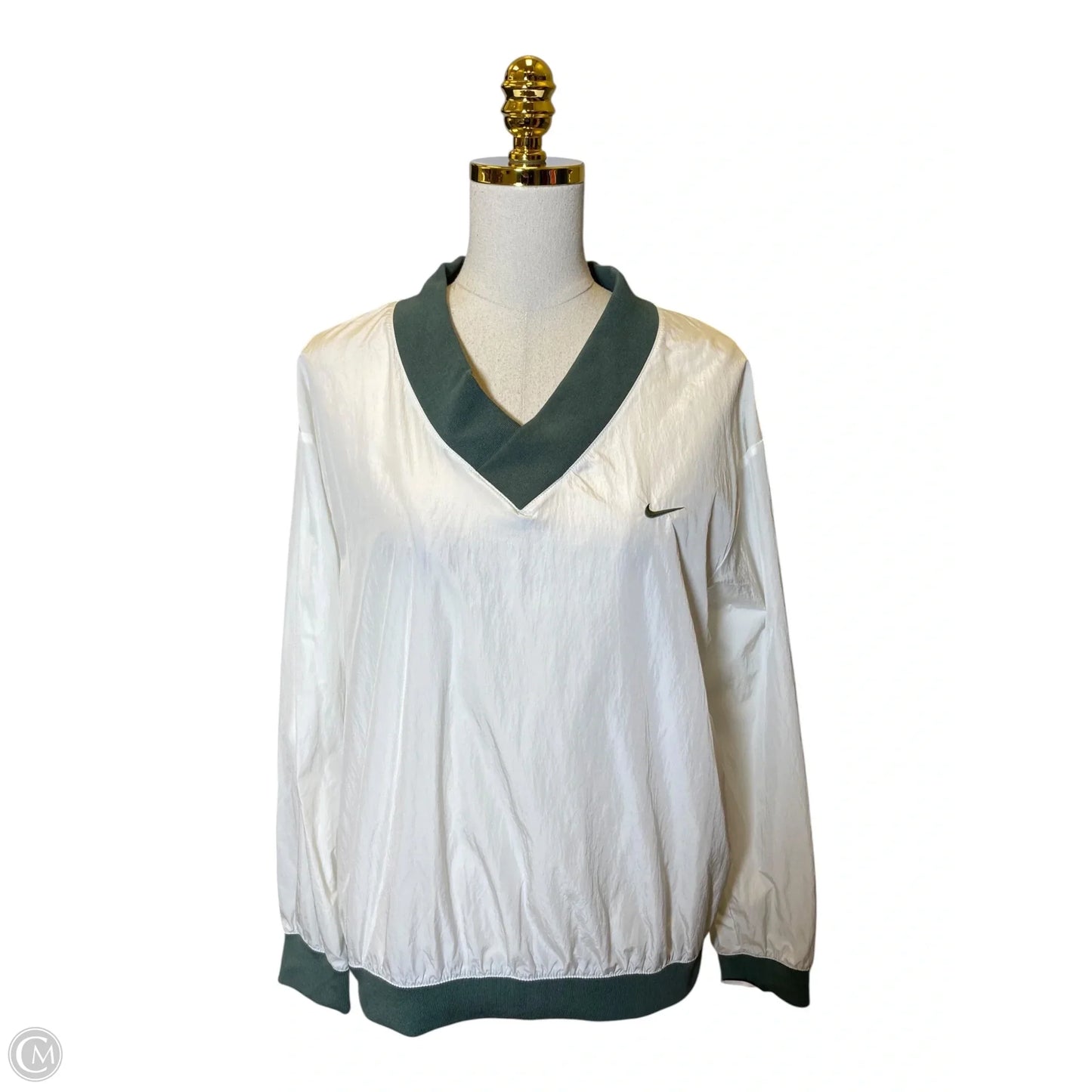 Jacket Windbreaker By Nike In Cream & Green, Size: S