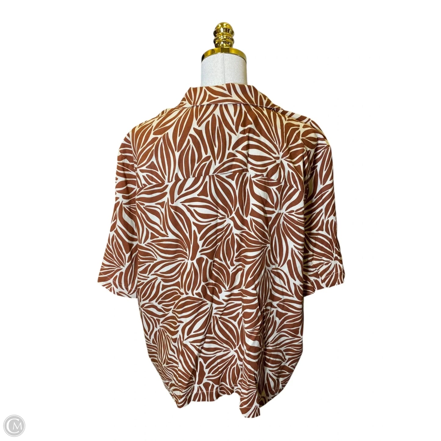 Top 2pc Short Sleeve By Lands End In Brown & Cream, Size: Xl