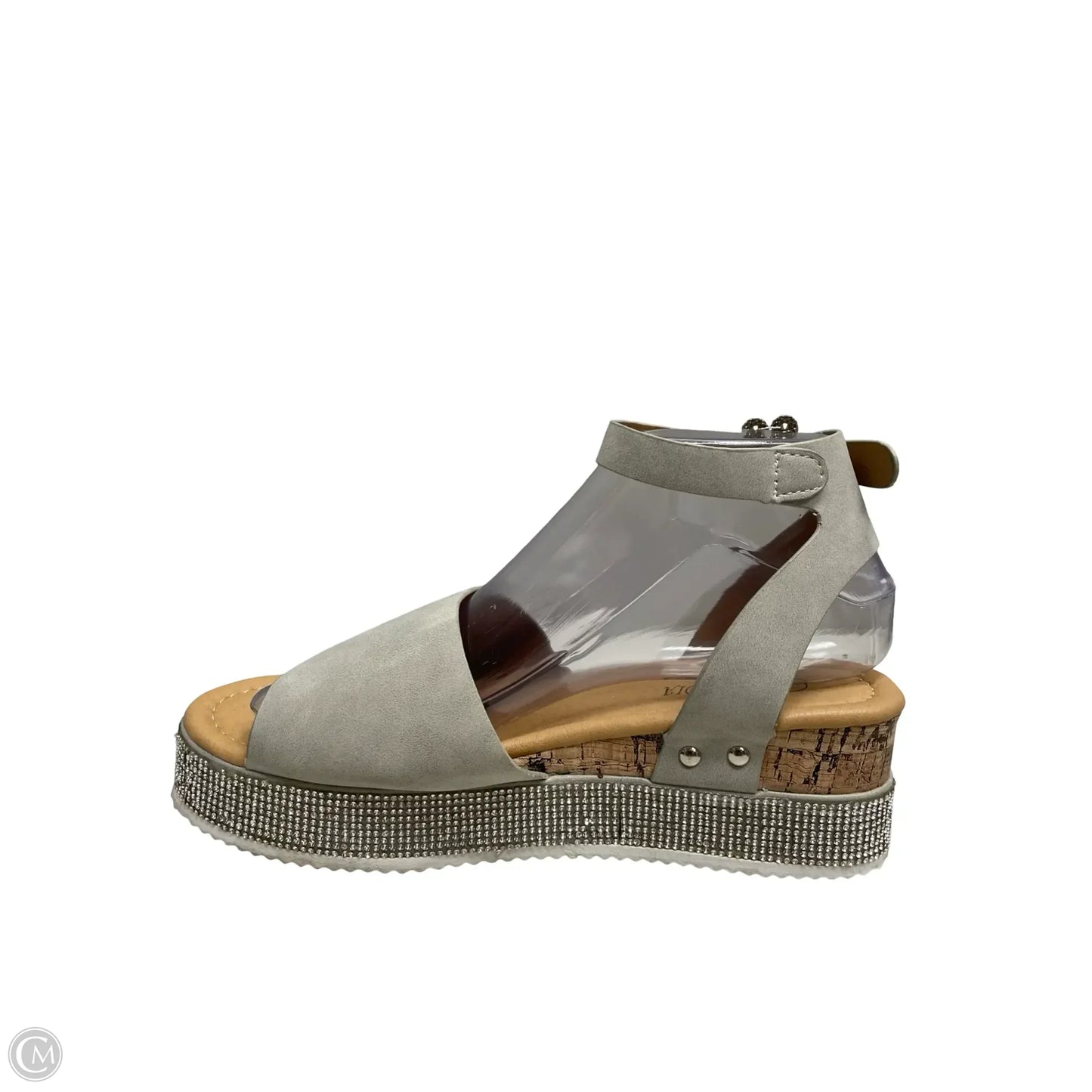 Sandals Heels Wedge By Clothes Mentor In Beige, Size: 6.5