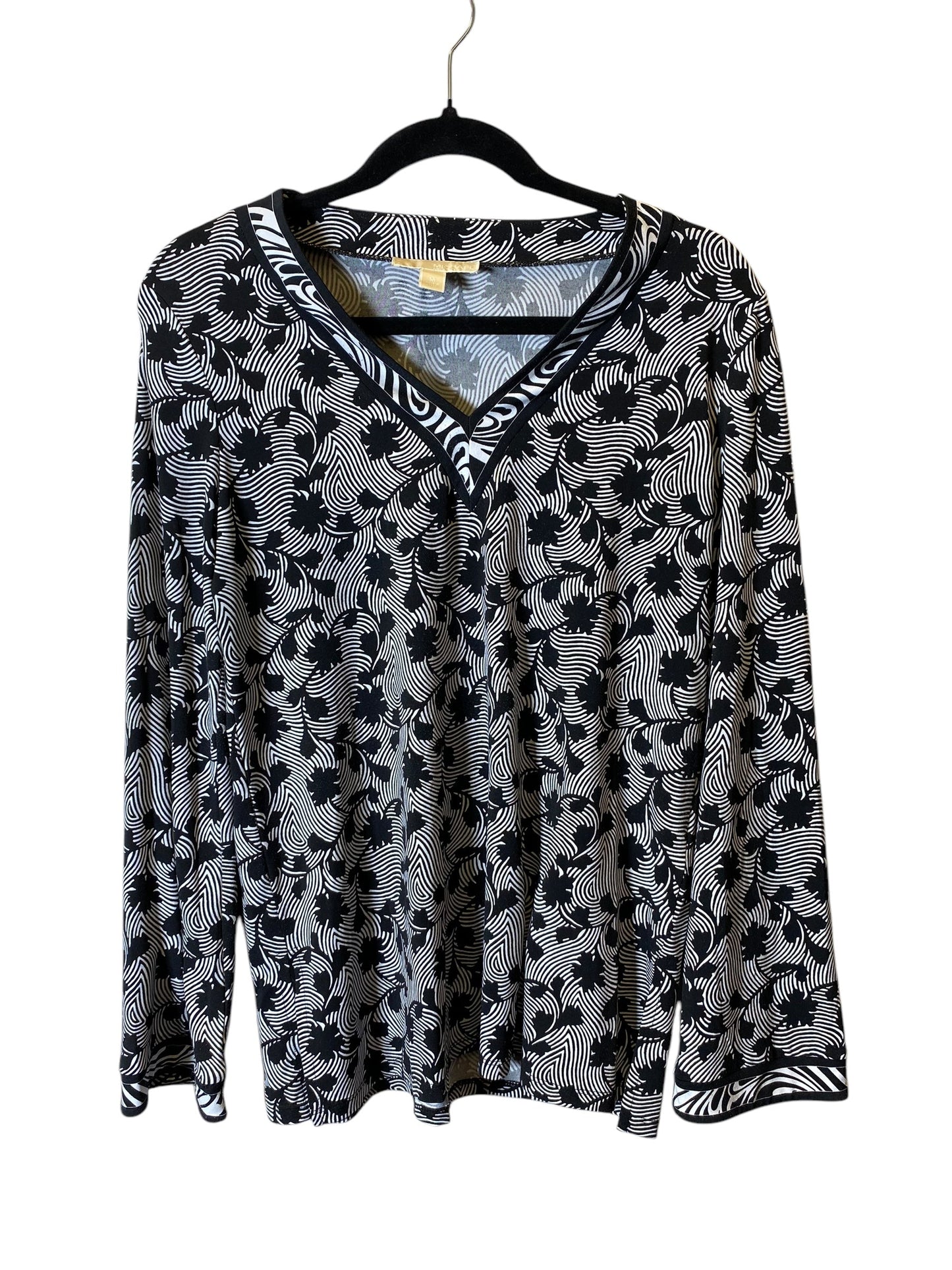 Top Long Sleeve By Michael By Michael Kors In Black & White, Size: M