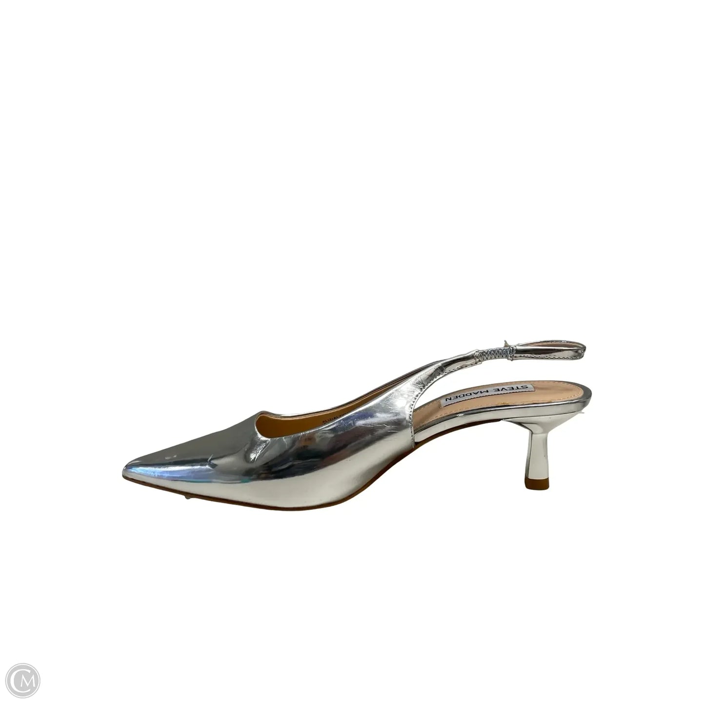 Sandals Heels Kitten By Steve Madden In Silver, Size: 6.5
