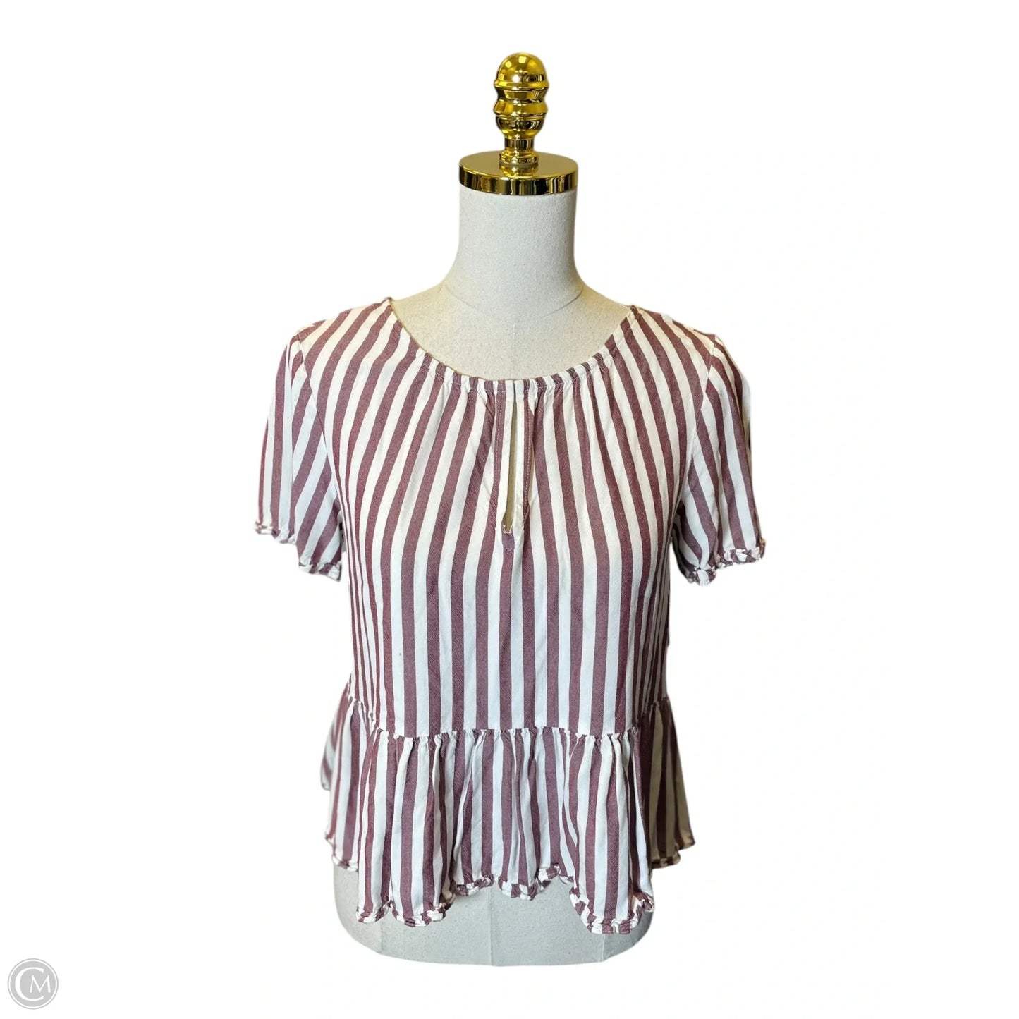 Blouse Short Sleeve By Madewell In Red & White, Size: S