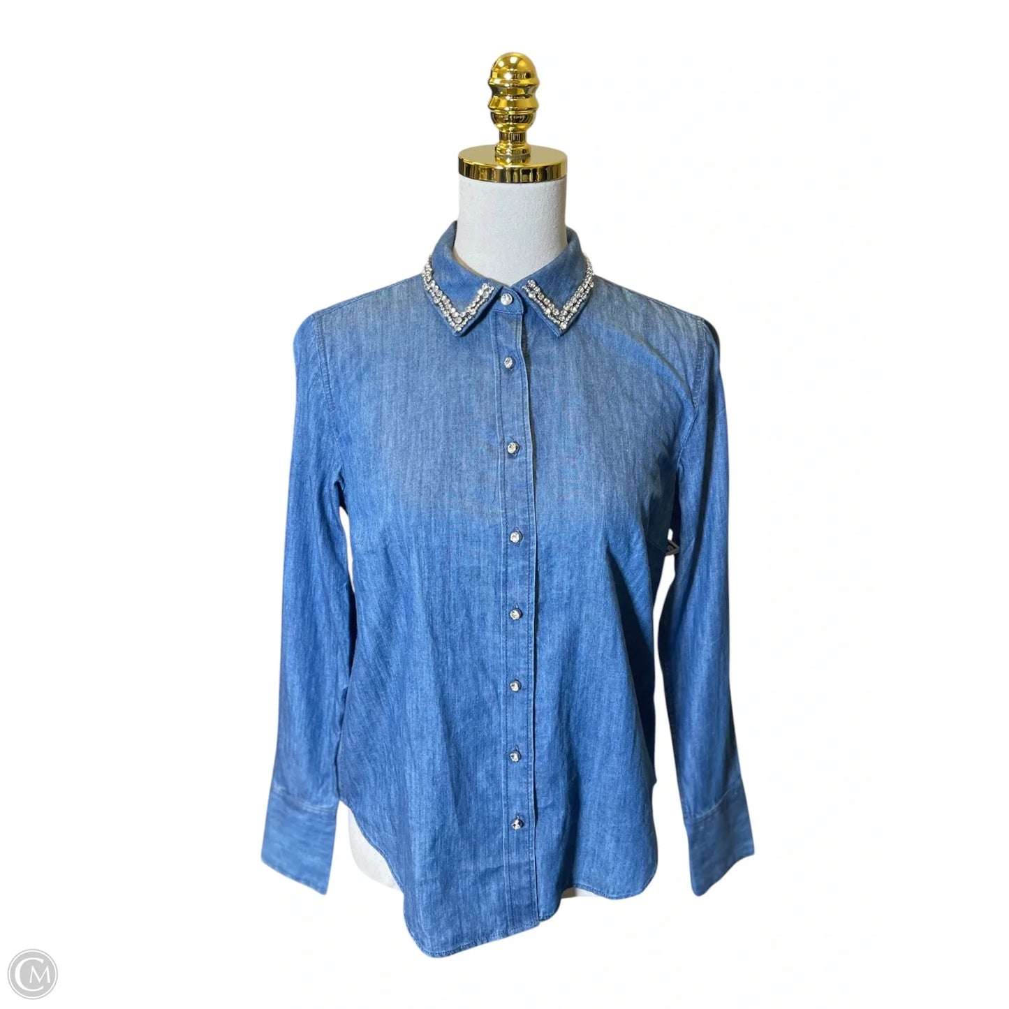 Blouse Long Sleeve By Talbots In Blue Denim, Size: Xs