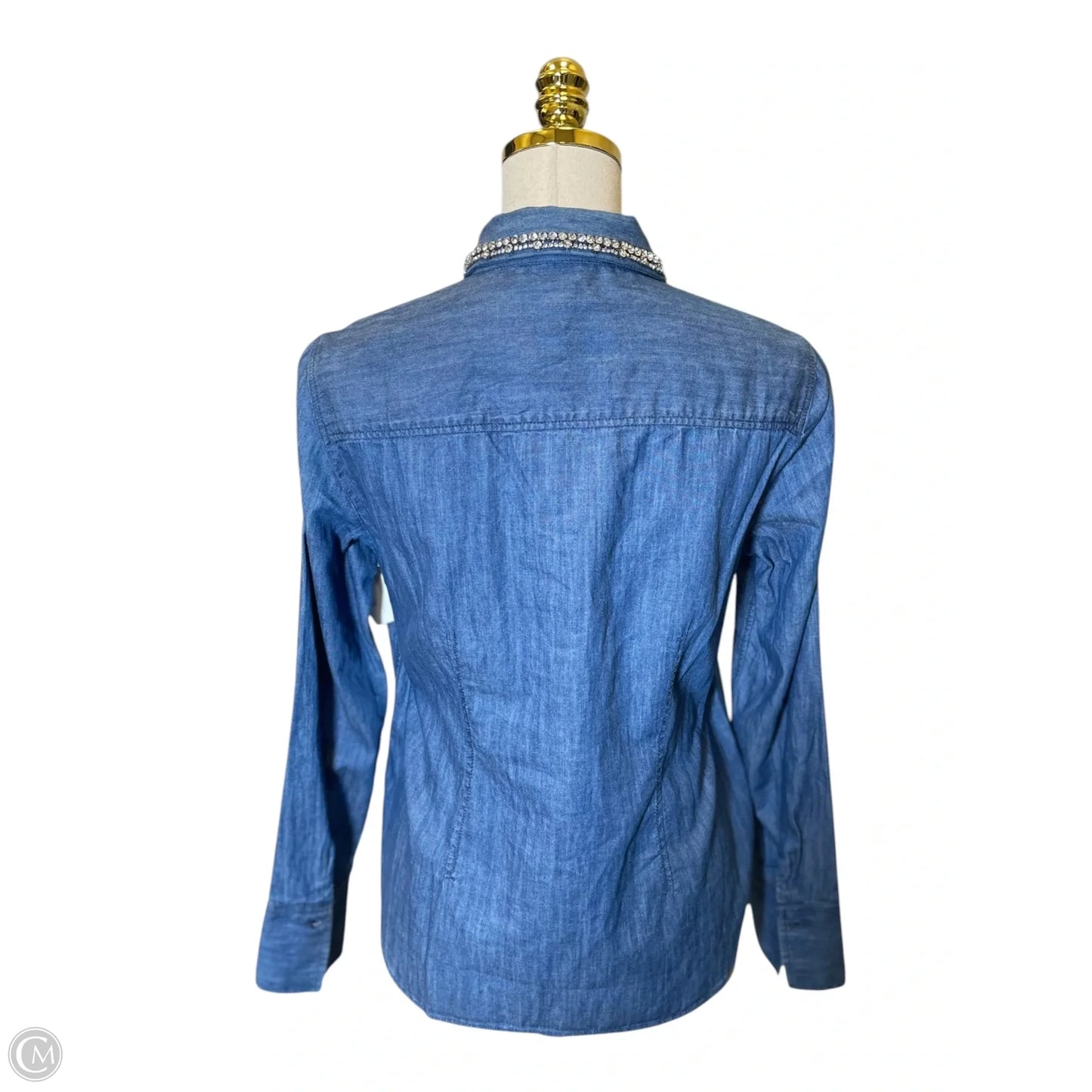 Blouse Long Sleeve By Talbots In Blue Denim, Size: Xs