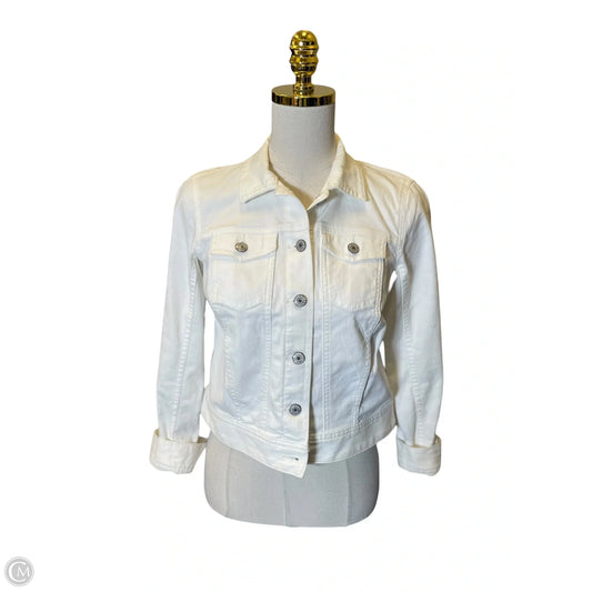 Jacket Denim By Talbots In White Denim, Size: S