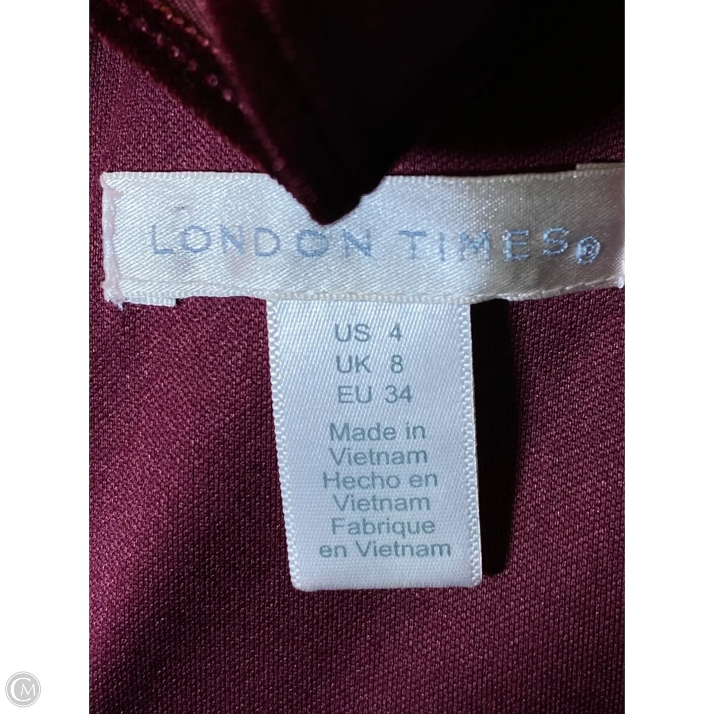 Dress Casual Midi By London Times In Maroon, Size: 4