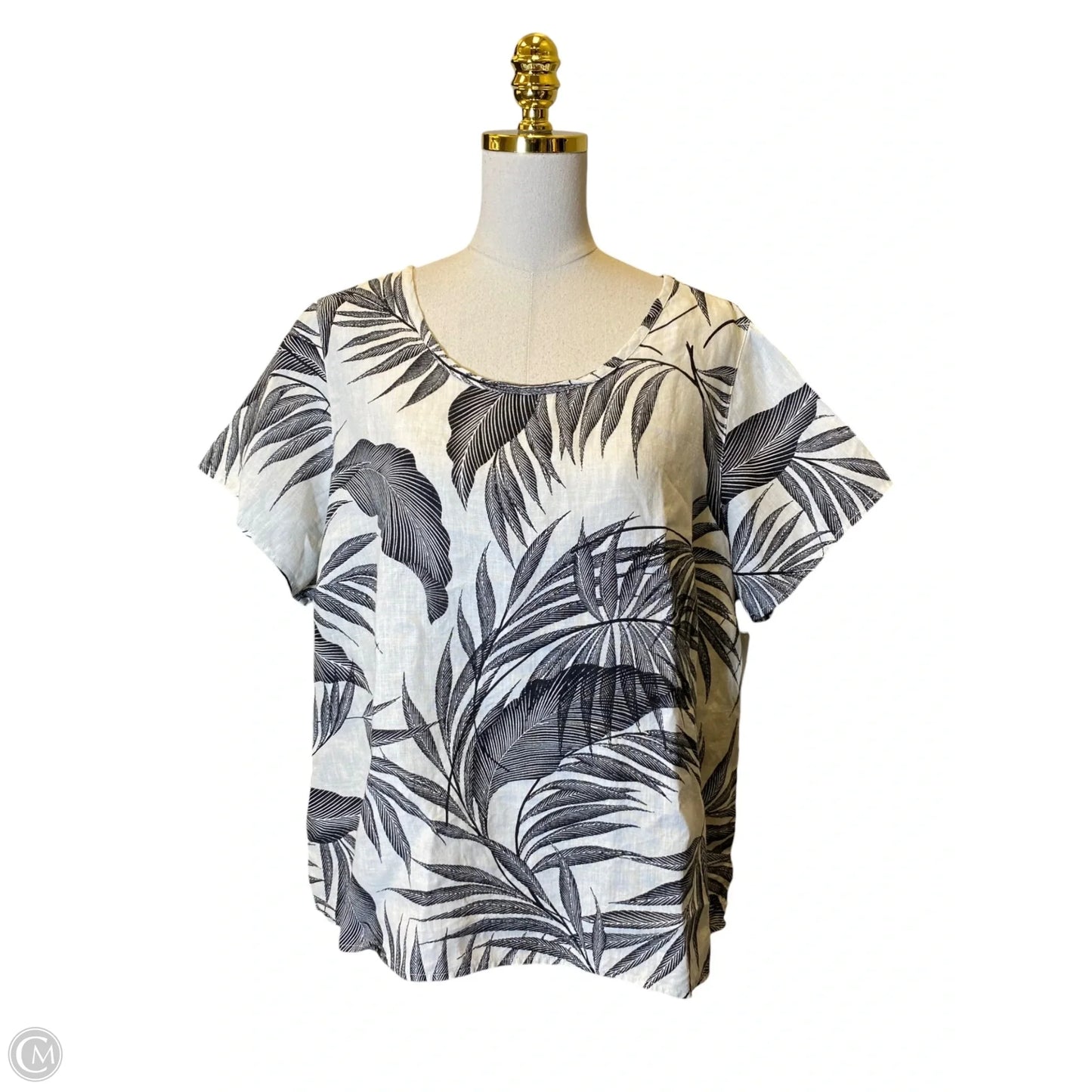 Top Short Sleeve By Tahari In Black & White, Size: 1x