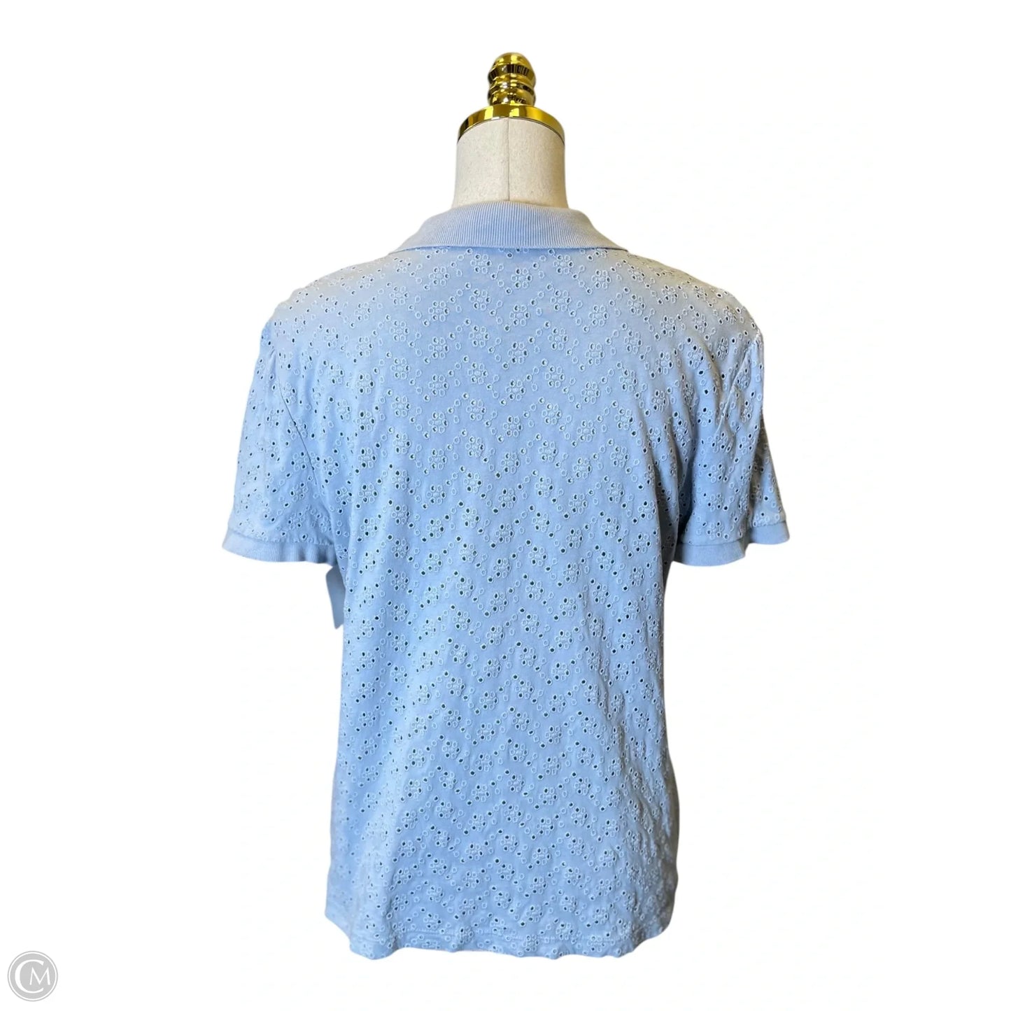 Blouse Short Sleeve By Lauren By Ralph Lauren In Blue, Size: L