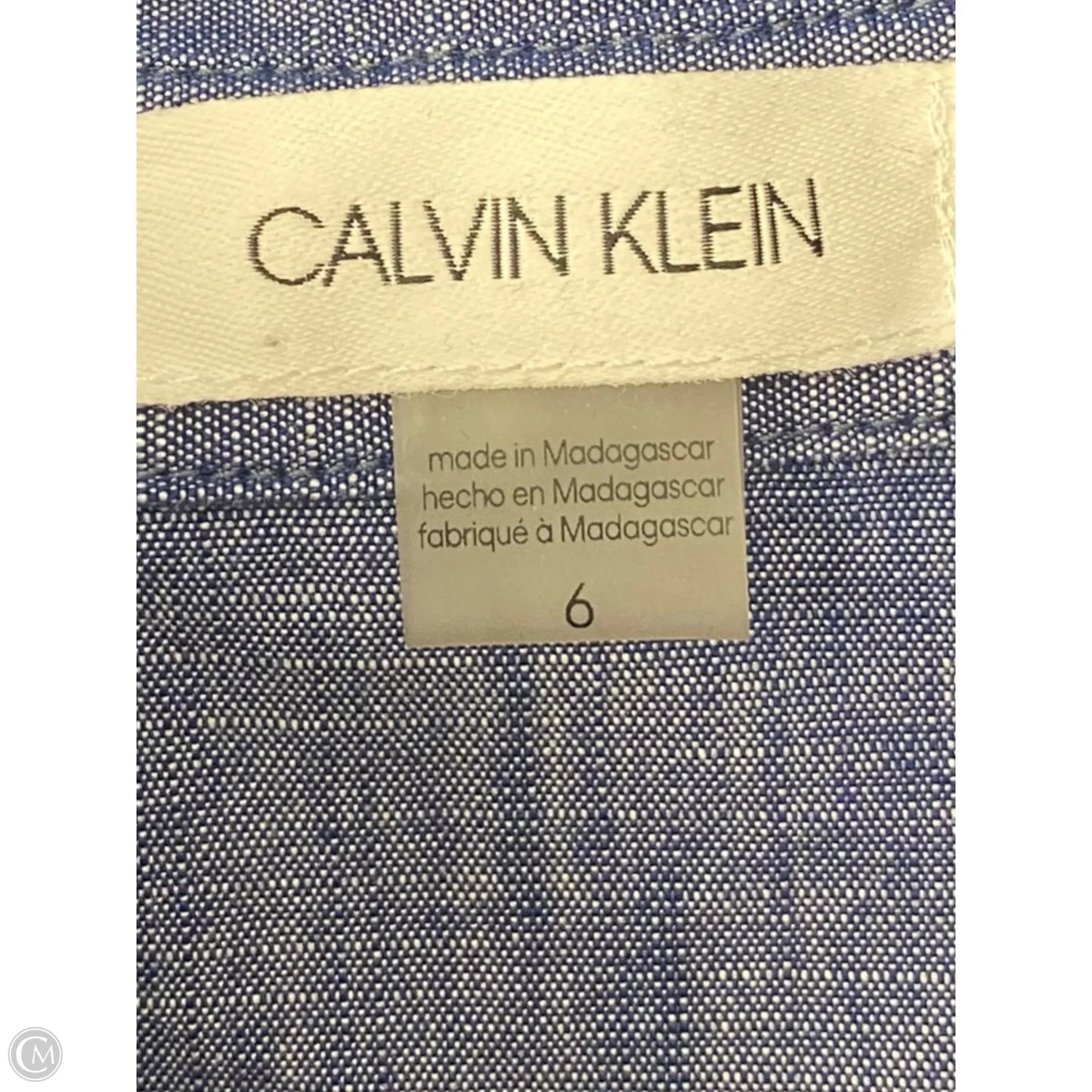 Dress Casual Midi By Calvin Klein In Blue Denim, Size: 6