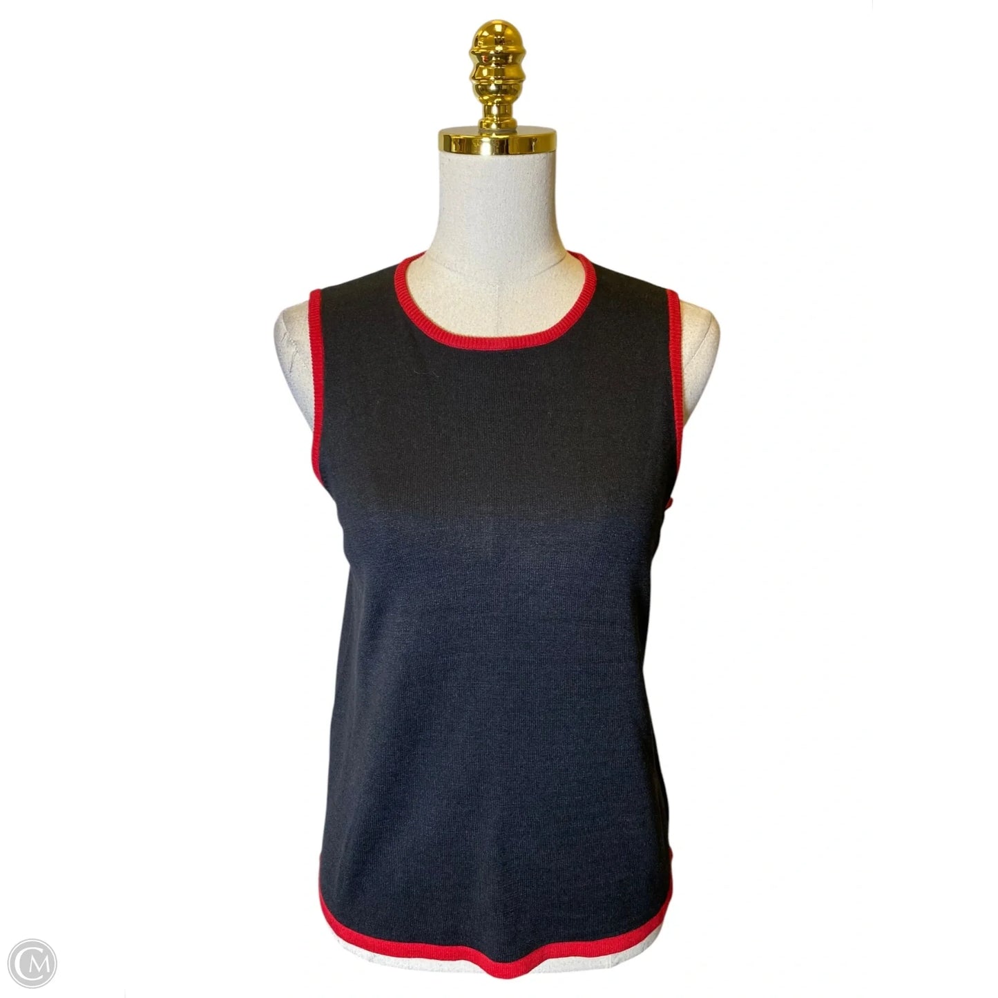 Top Sleeveless By Diane Gilman In Black & Red, Size: M