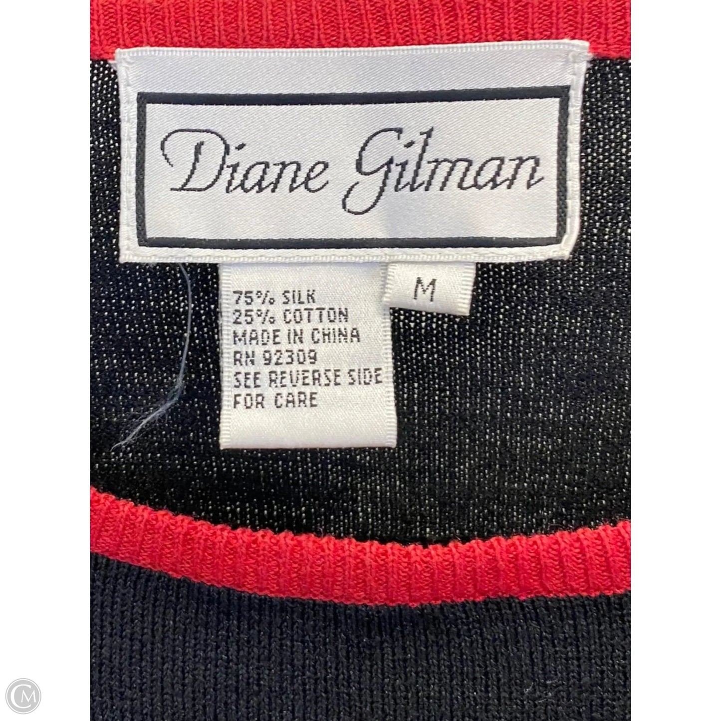 Top Sleeveless By Diane Gilman In Black & Red, Size: M