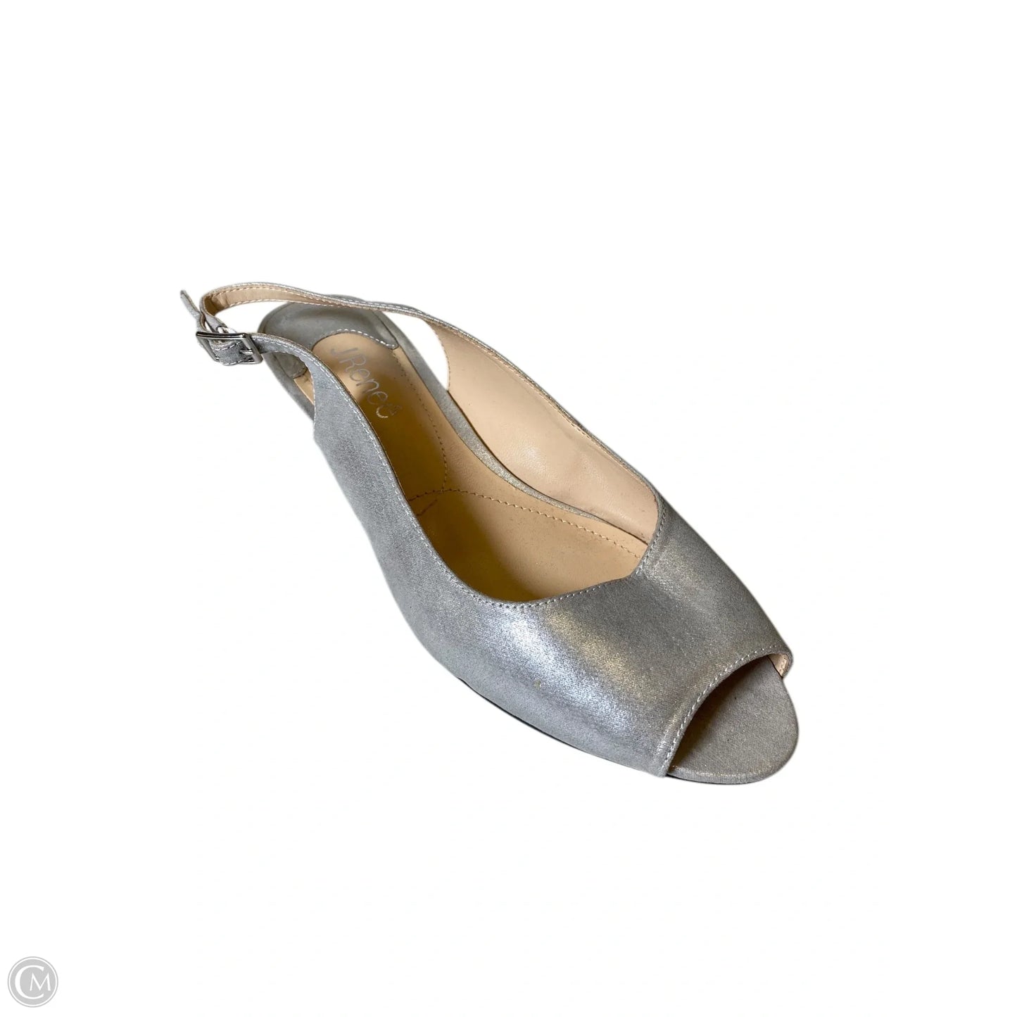 Sandals Heels Block By Clothes Mentor In Silver, Size: 9.5