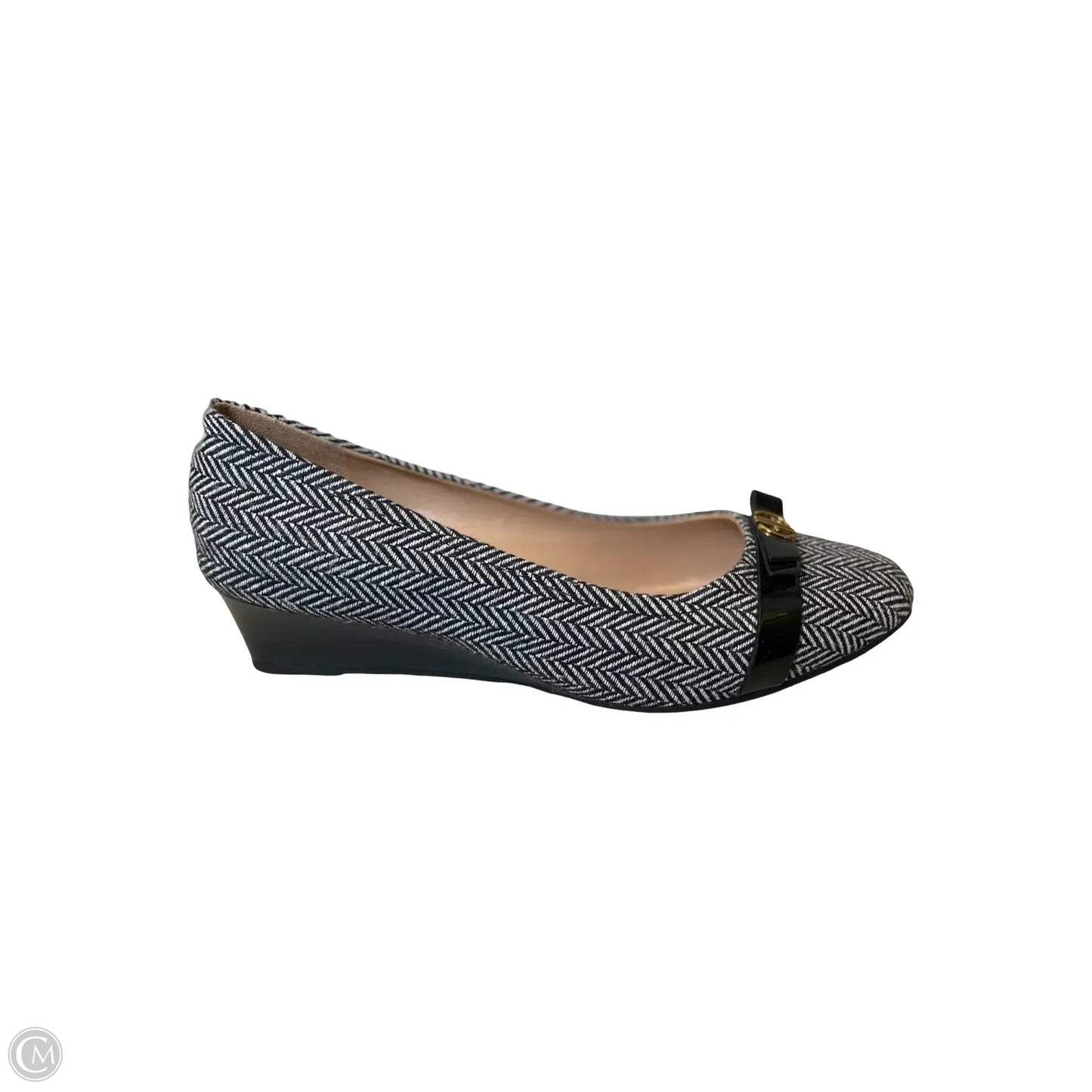 Sandals Heels Wedge By Cole-haan In Black & White, Size: 8