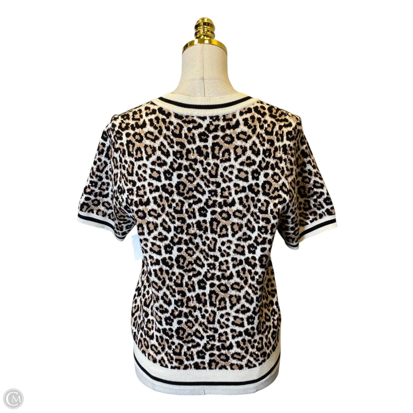 Sweater Short Sleeve By Adrianna Papell In Animal Print, Size: L