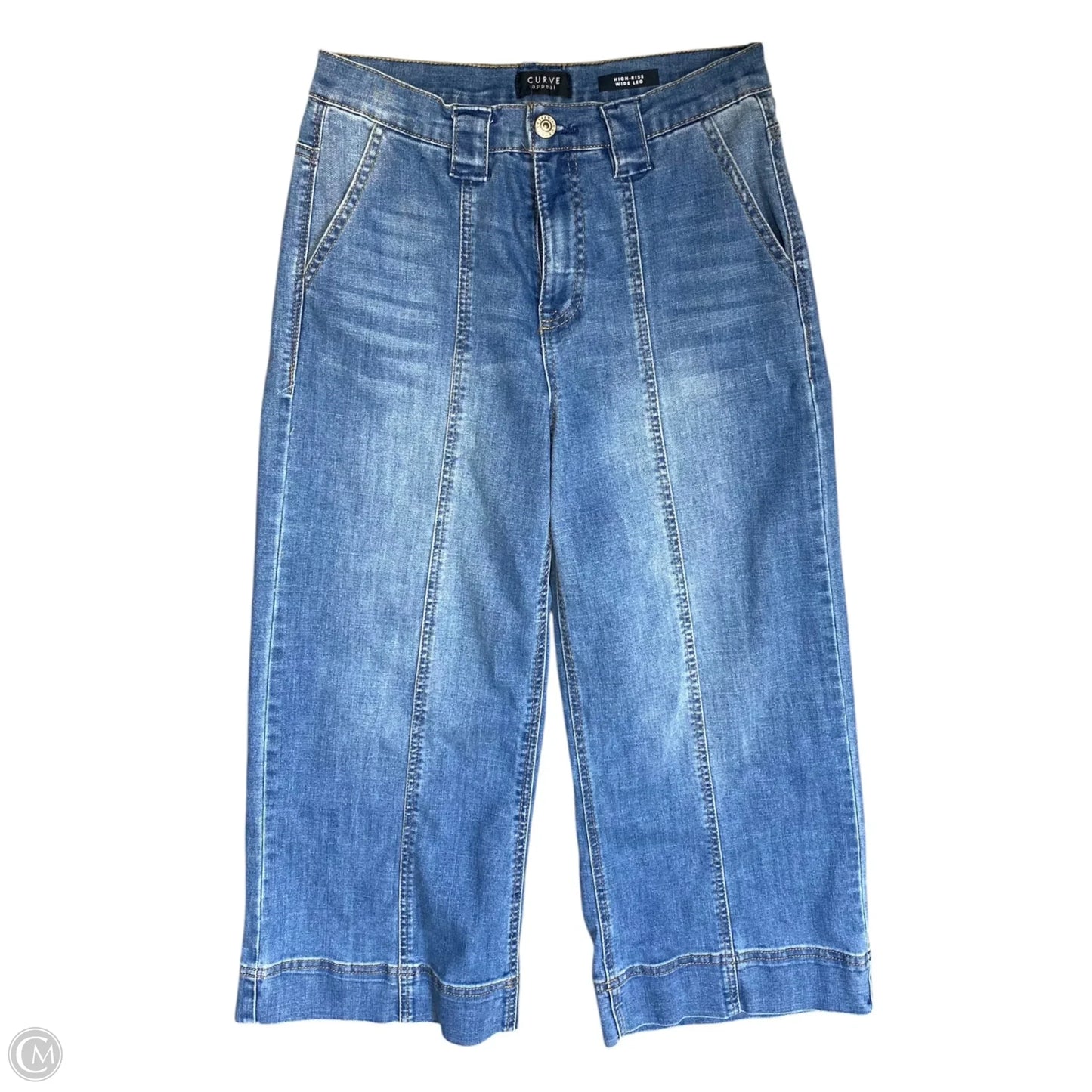 Jeans Wide Leg By Curve Appeal In Blue Denim, Size: 8