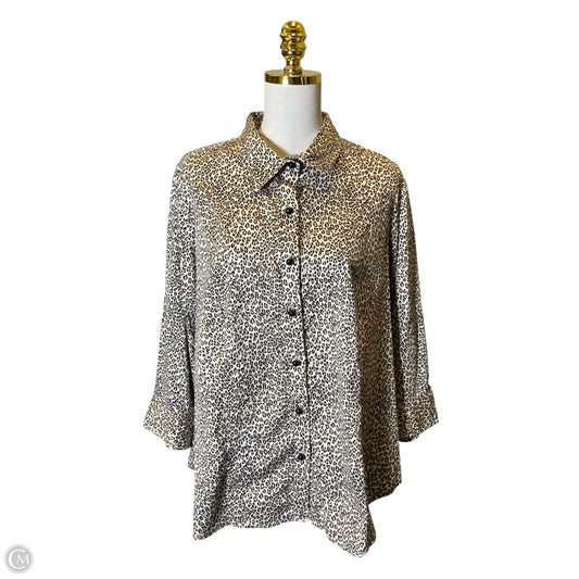 Blouse Long Sleeve By Talbots In Animal Print, Size: Xl