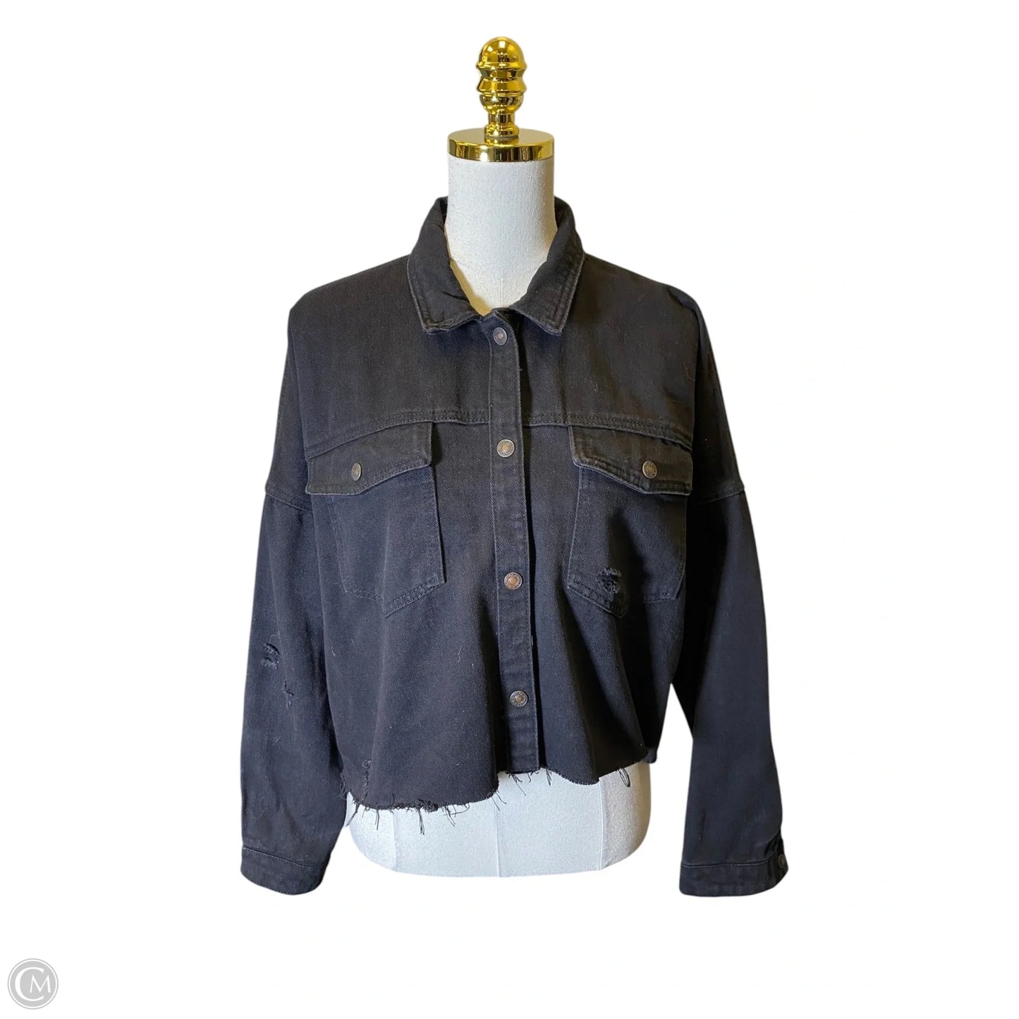 Jacket Denim By Clothes Mentor In Black, Size: M