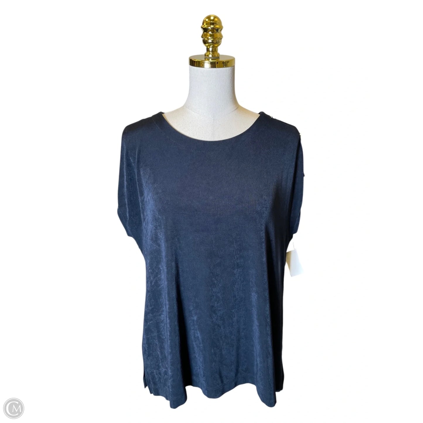 Sweater Short Sleeve By Chicos In Navy, Size: L