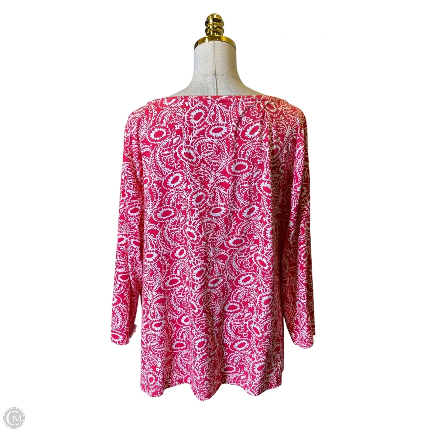 Blouse 3/4 Sleeve By Talbots In Pink & White, Size: 3x