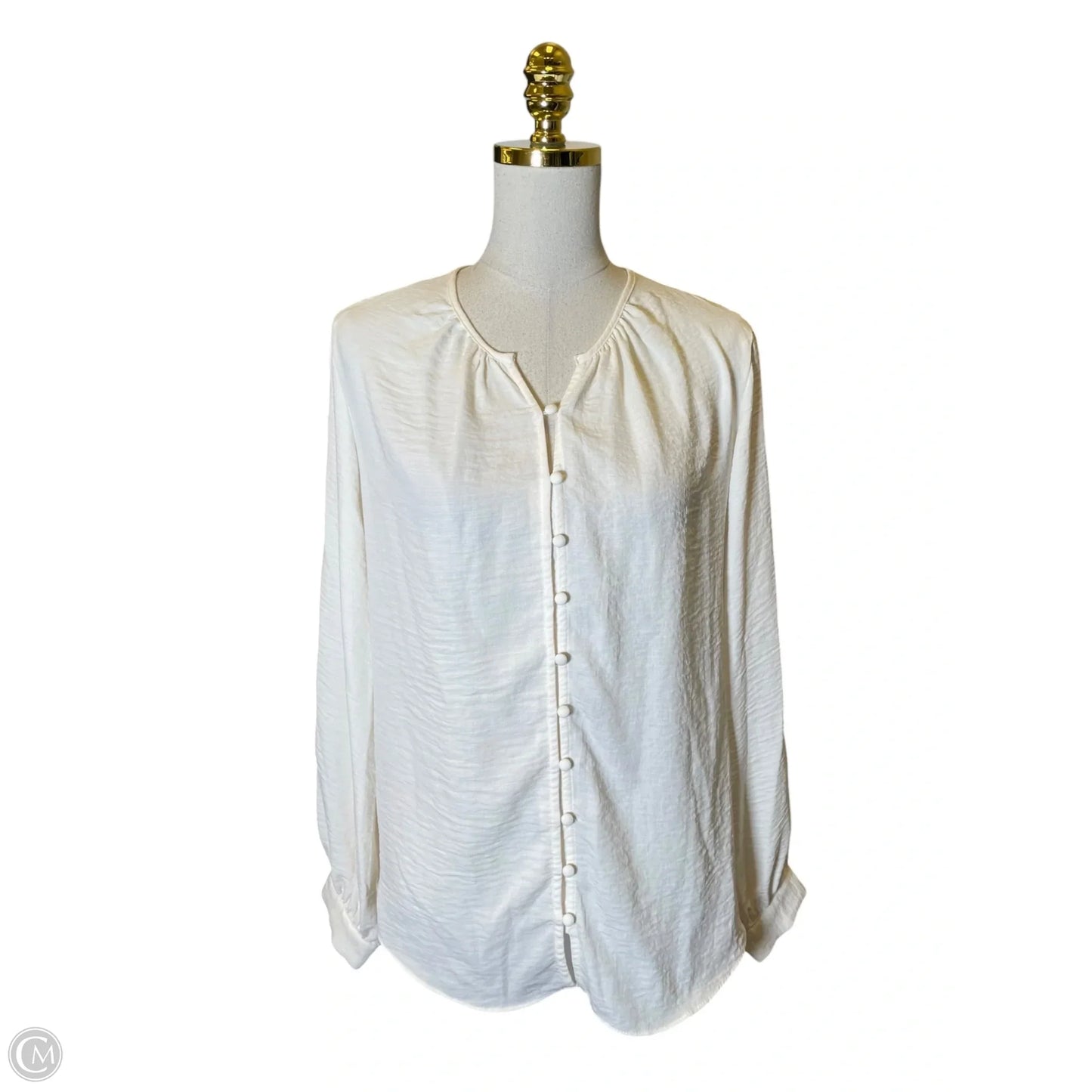 Blouse Long Sleeve By Nine West In Cream, Size: L