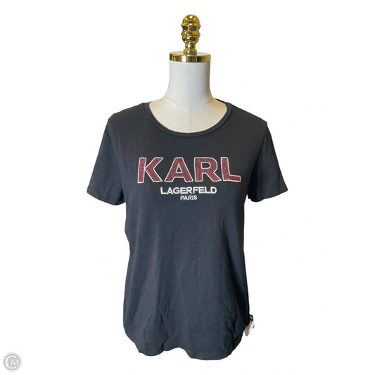 Top Short Sleeve Designer By Karl Lagerfeld In Black, Size: M