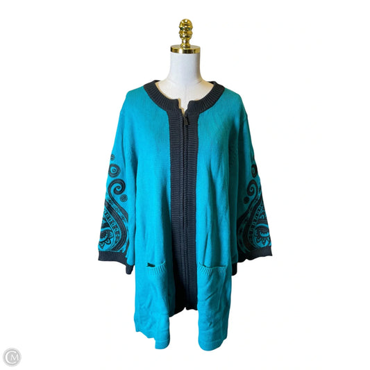 Cardigan By Bob Mackie Qvc In Black & Green, Size: 2x