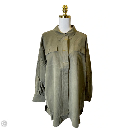 Blouse Long Sleeve By Linea By Louis Dellolio In Green, Size: 2x