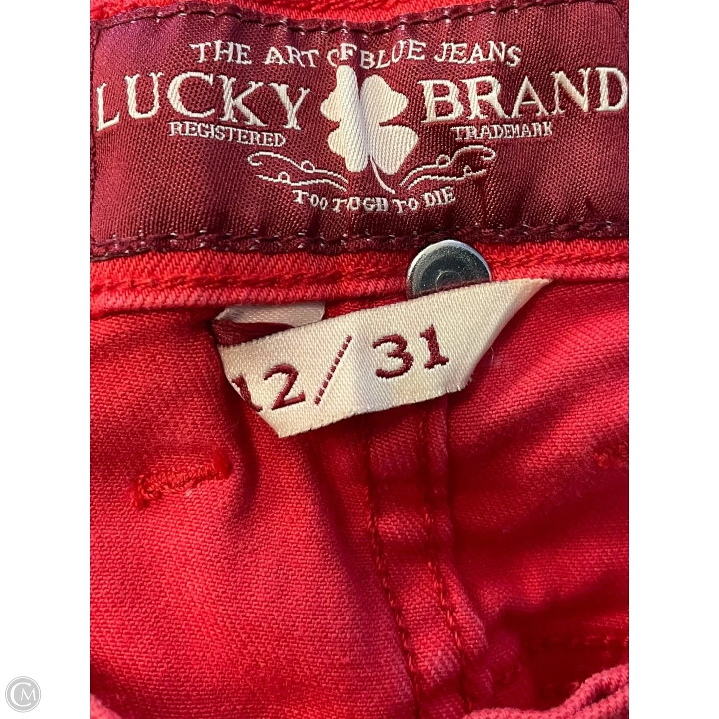 Jeans Straight By Lucky Brand In Red Denim, Size: 12