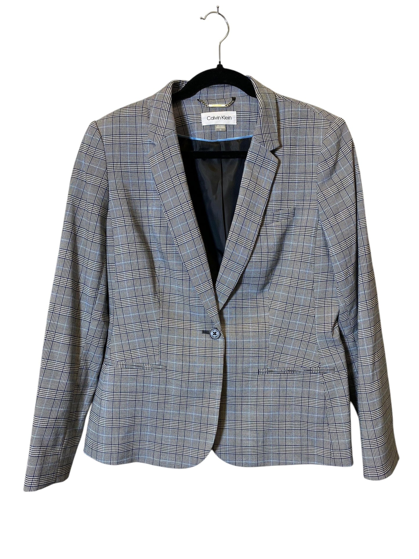 Blazer By Calvin Klein In Plaid Pattern, Size: 10