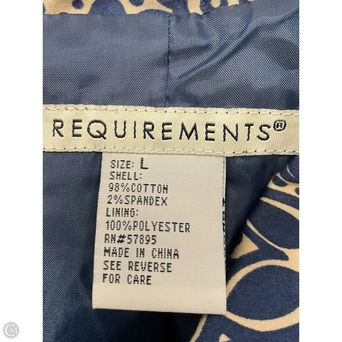 Jacket Other By Requirements In Blue & Cream, Size: L