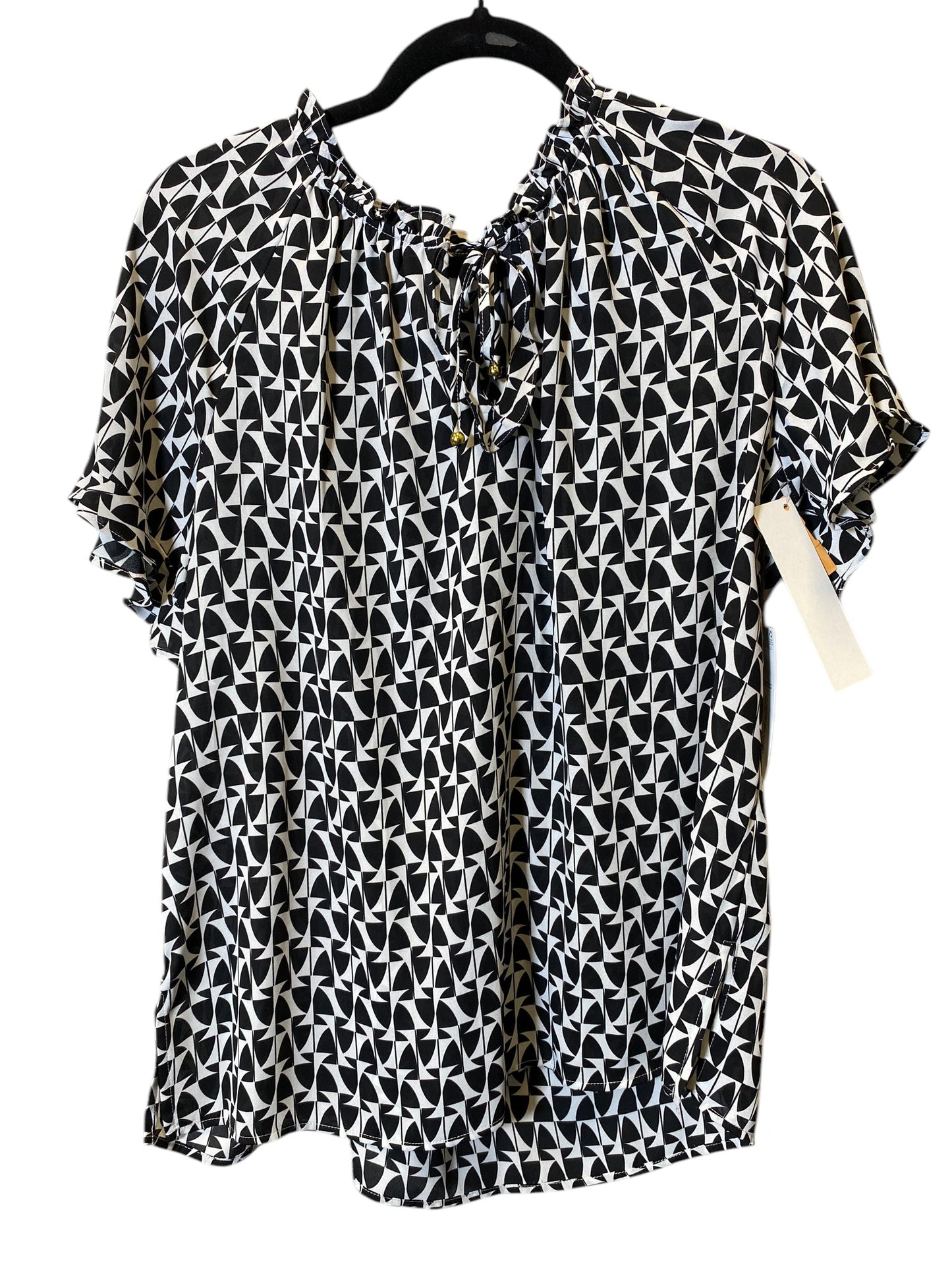 Top Short Sleeve By Liz Claiborne In Black & White, Size: L