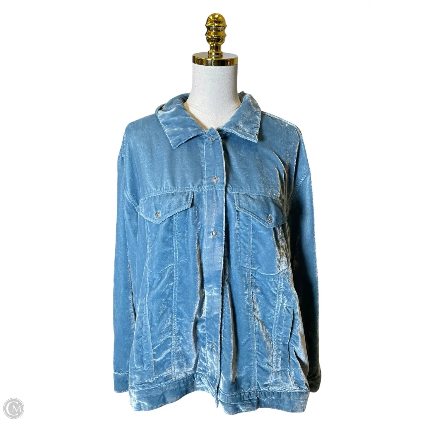 Jacket Shirt By Clothes Mentor In Blue, Size: Xl