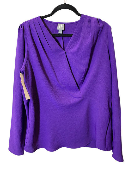 Top Long Sleeve By Worthington In Purple, Size: L