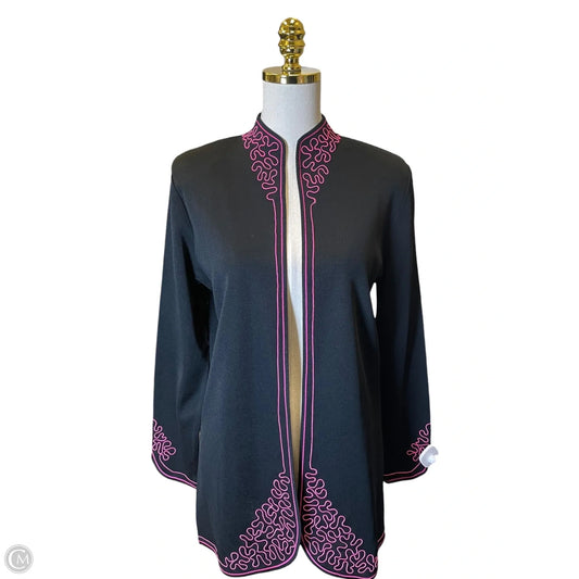 Cardigan By Ming Wang In Black & Pink, Size: M