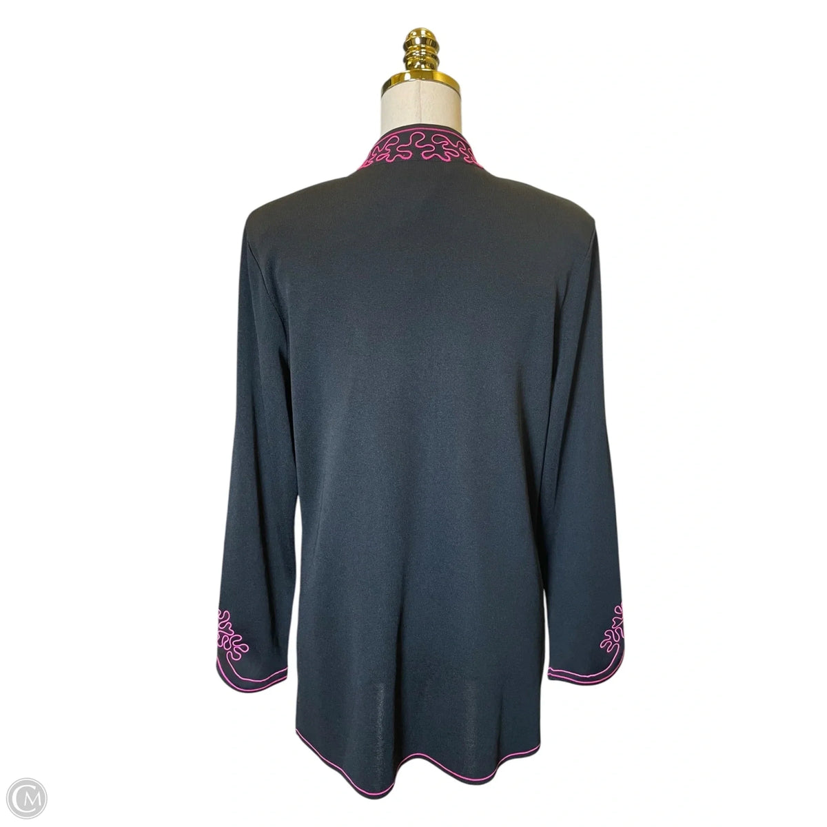 Cardigan By Ming Wang In Black & Pink, Size: M