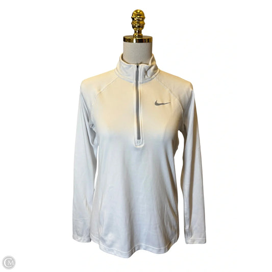 Athletic Top Long Sleeve Collar By Nike In White, Size: M