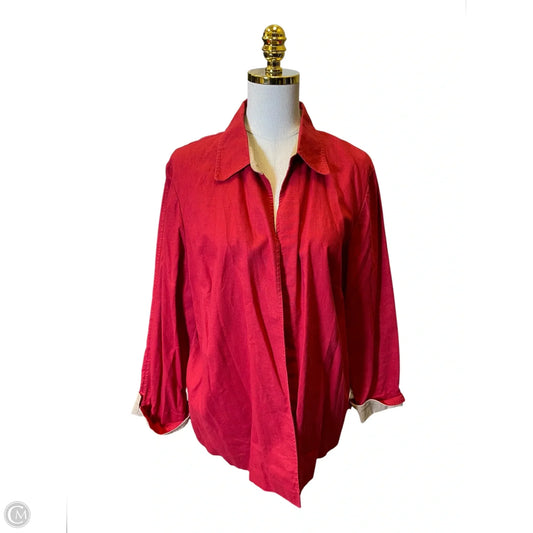 Blouse Long Sleeve By Sag Harbor In Brown & Red, Size: Xl