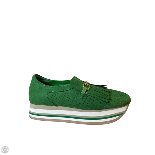 Shoes Heels Wedge By Crown And Ivy In Green & Tan, Size: 10