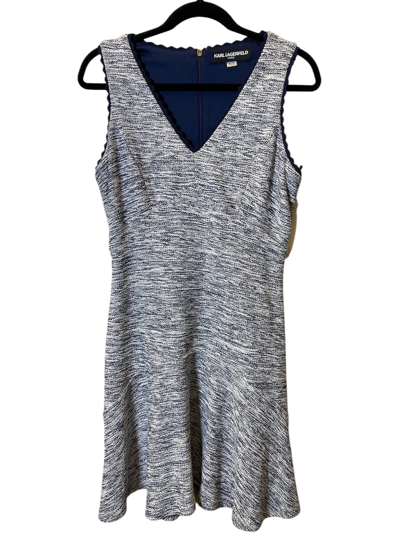 Dress Designer By Karl Lagerfeld In Blue & Grey, Size: 8