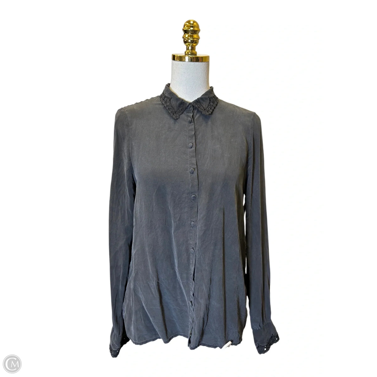 Blouse Long Sleeve By Clothes Mentor In Grey, Size: S