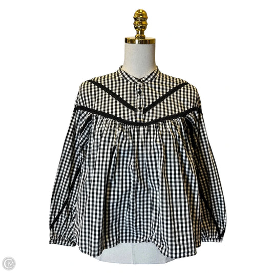Blouse Long Sleeve By Zara In Black & White, Size: Xs