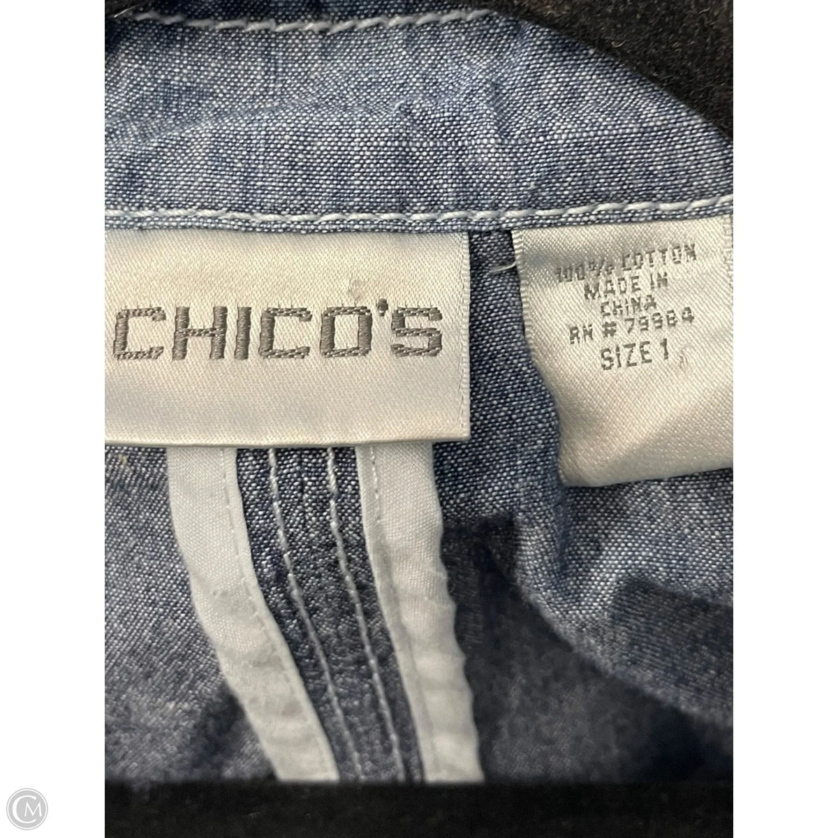 Blazer By Chicos In Blue Denim, Size: M