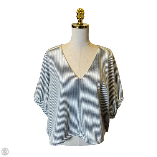 Blouse Short Sleeve By Marc New York In Blue & White, Size: Xl