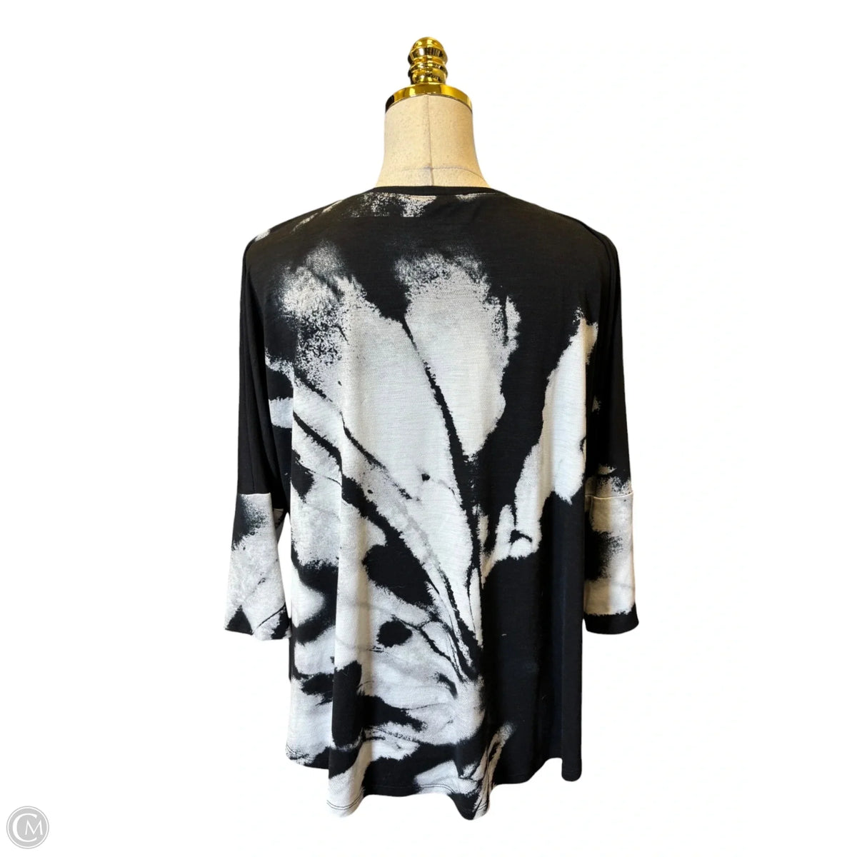 Blouse 3/4 Sleeve By Frank Lyman In Black & Grey, Size: S