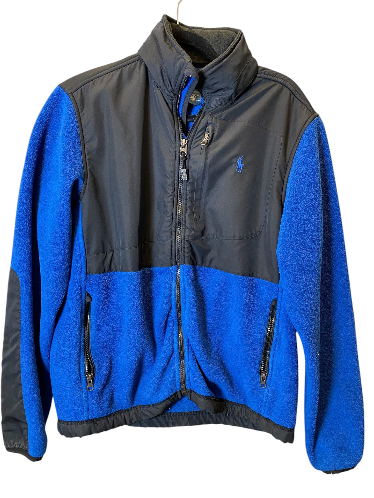 Jacket Faux Fur & Sherpa By Polo Ralph Lauren In Black & Blue, Size: S