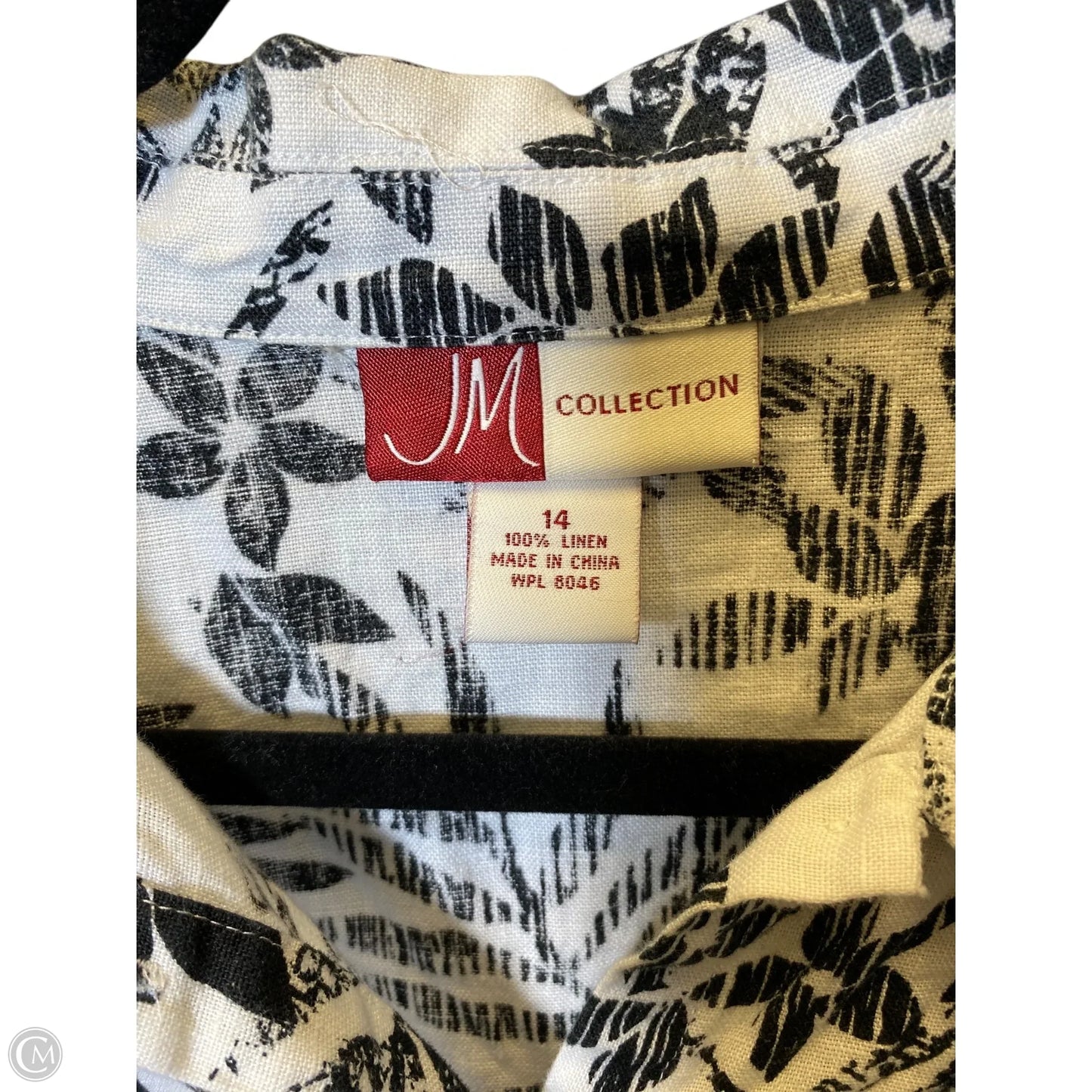 Blouse 3/4 Sleeve By Jm Collections In Black & White, Size: 14