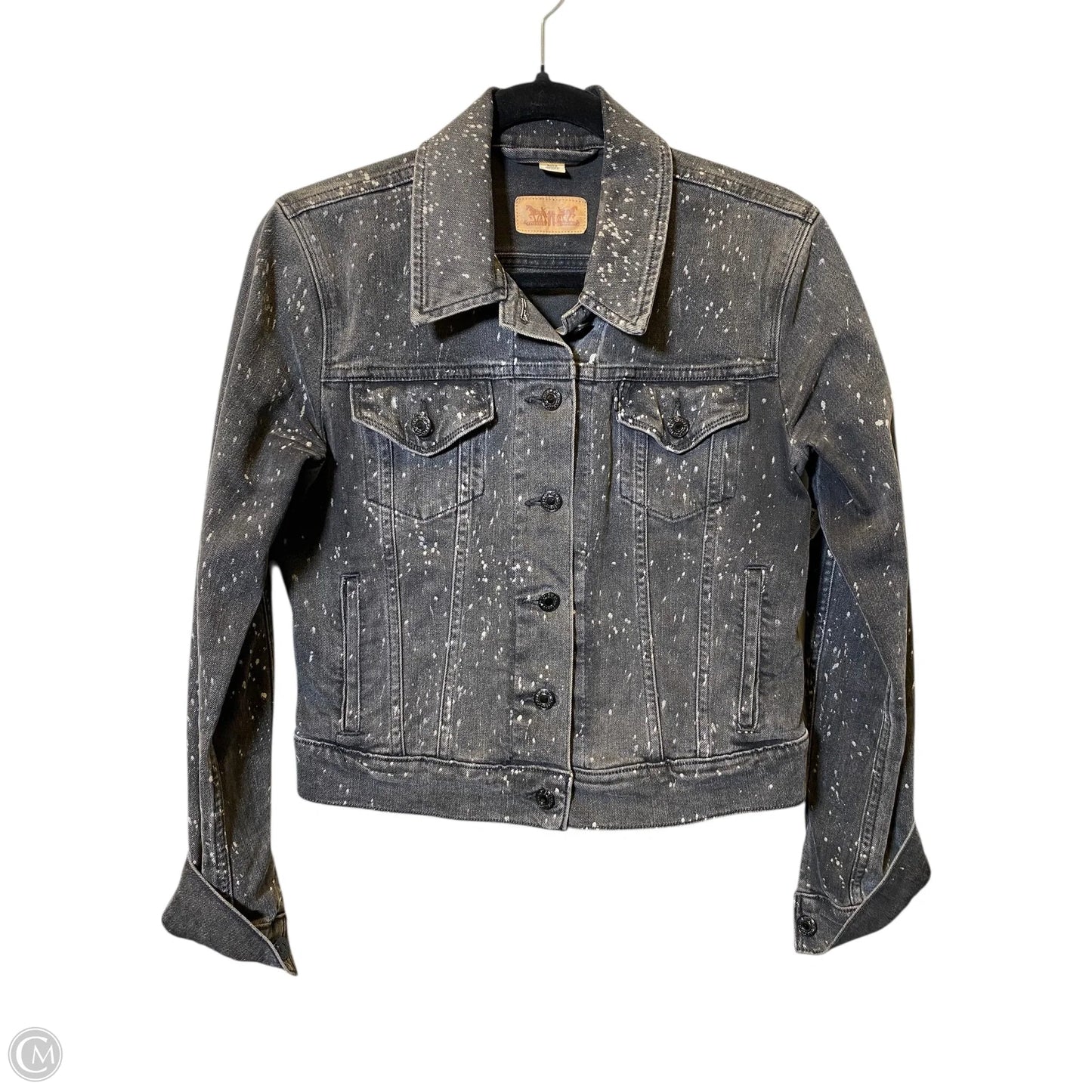Jacket Denim By Levis In Black & White, Size: M