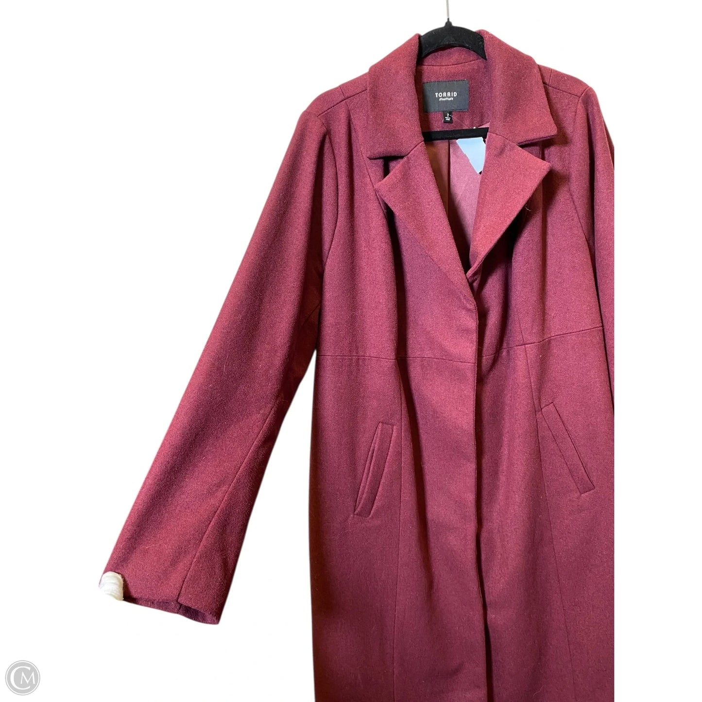 Coat Wool By Torrid In Maroon, Size: 2x