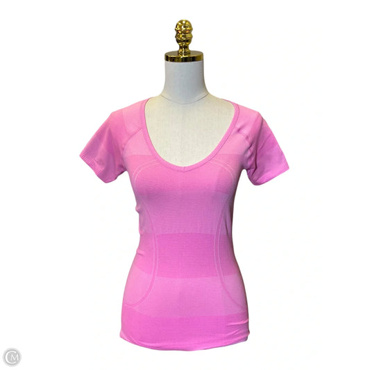 Athletic Top Short Sleeve By Lululemon In Pink, Size: S